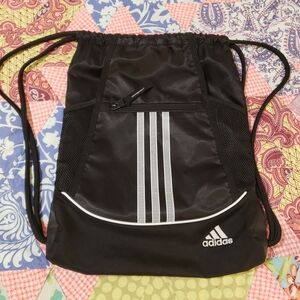 Adidas Black and White Drawstring Backpack